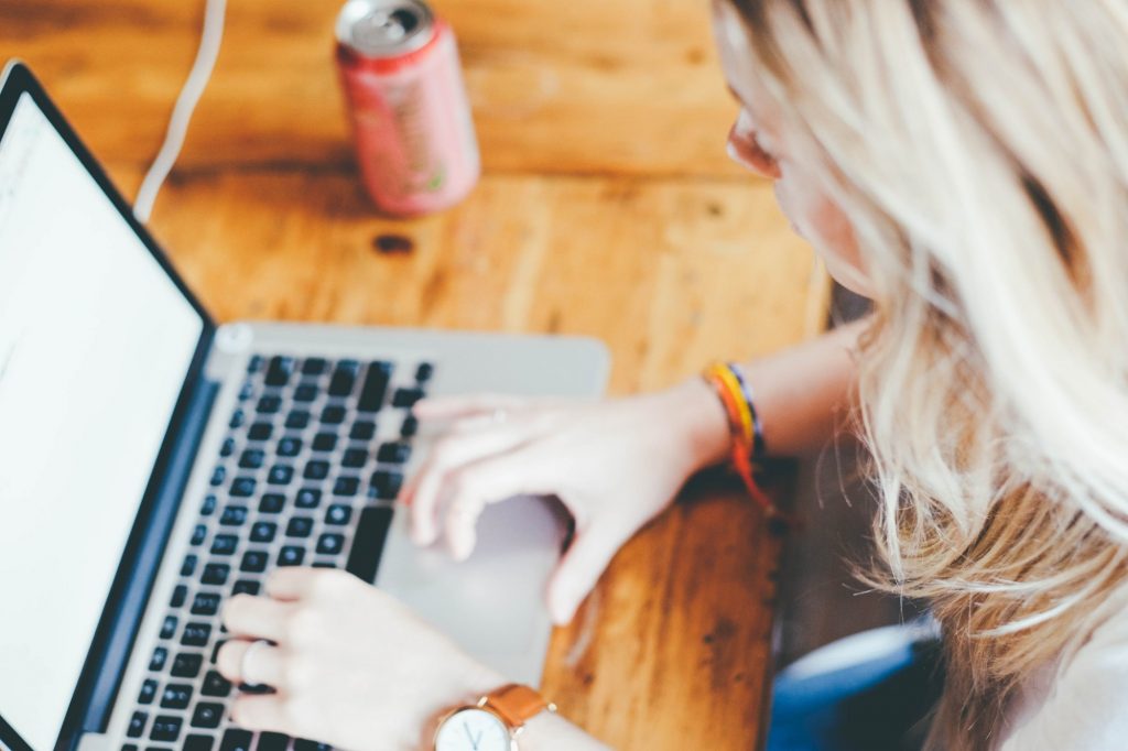 woman using laptop